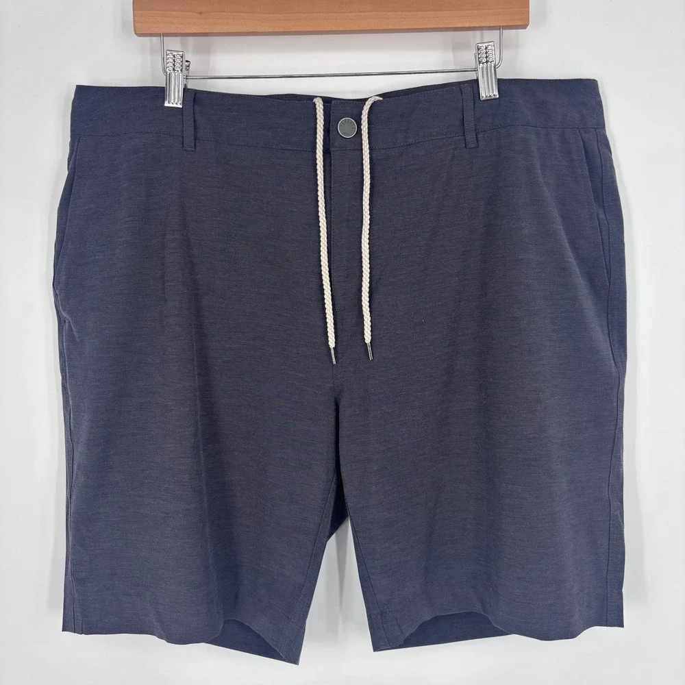 Faherty All Day Shorts Mens 38 Charcoal Grey Hybrid Stretch Drawstring Preppy